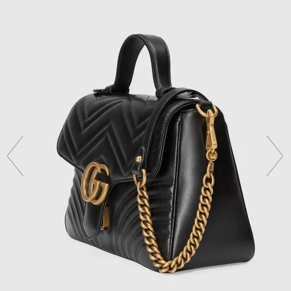 Gucci GG Marmonttop handle black leather bag